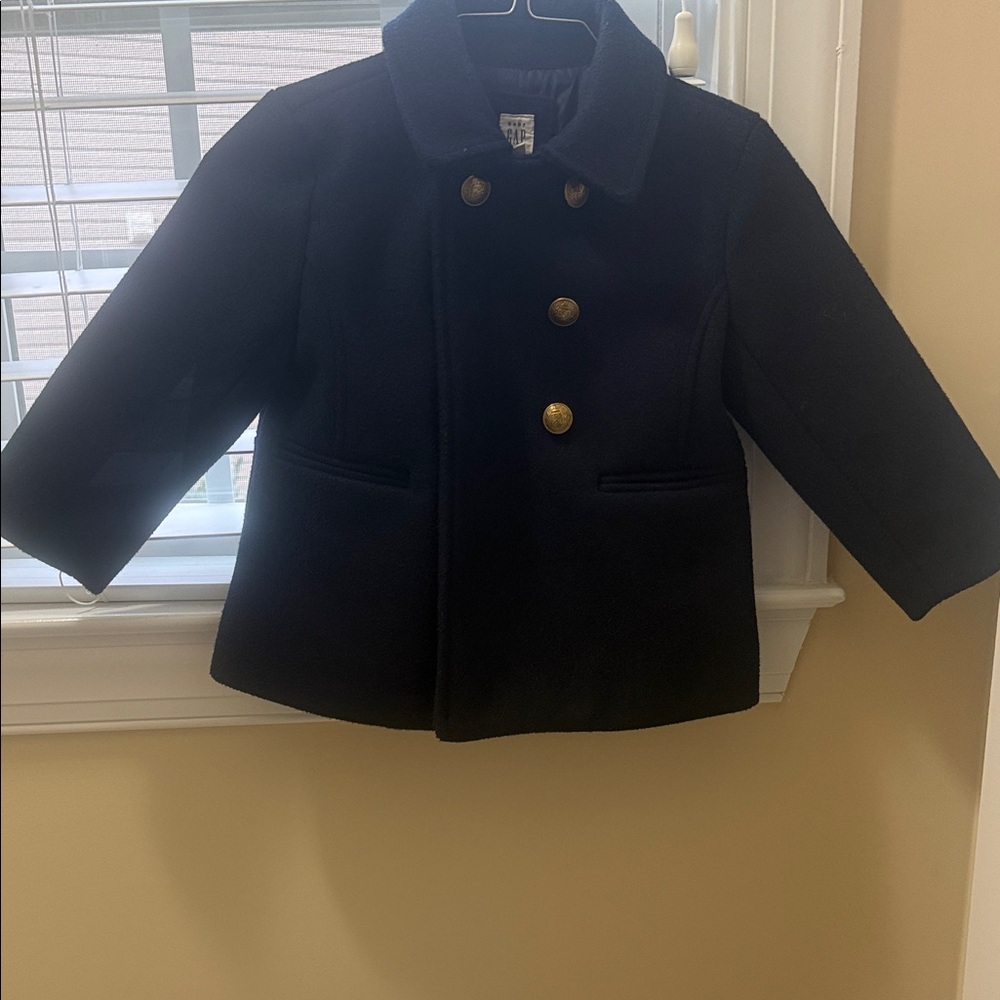 GAP Kids Navy Pea Coat with Gold Buttons